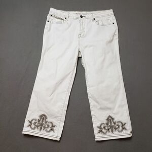 Frilli exchange White jeans / Crop / Capri With Embroidery Sz 13/14